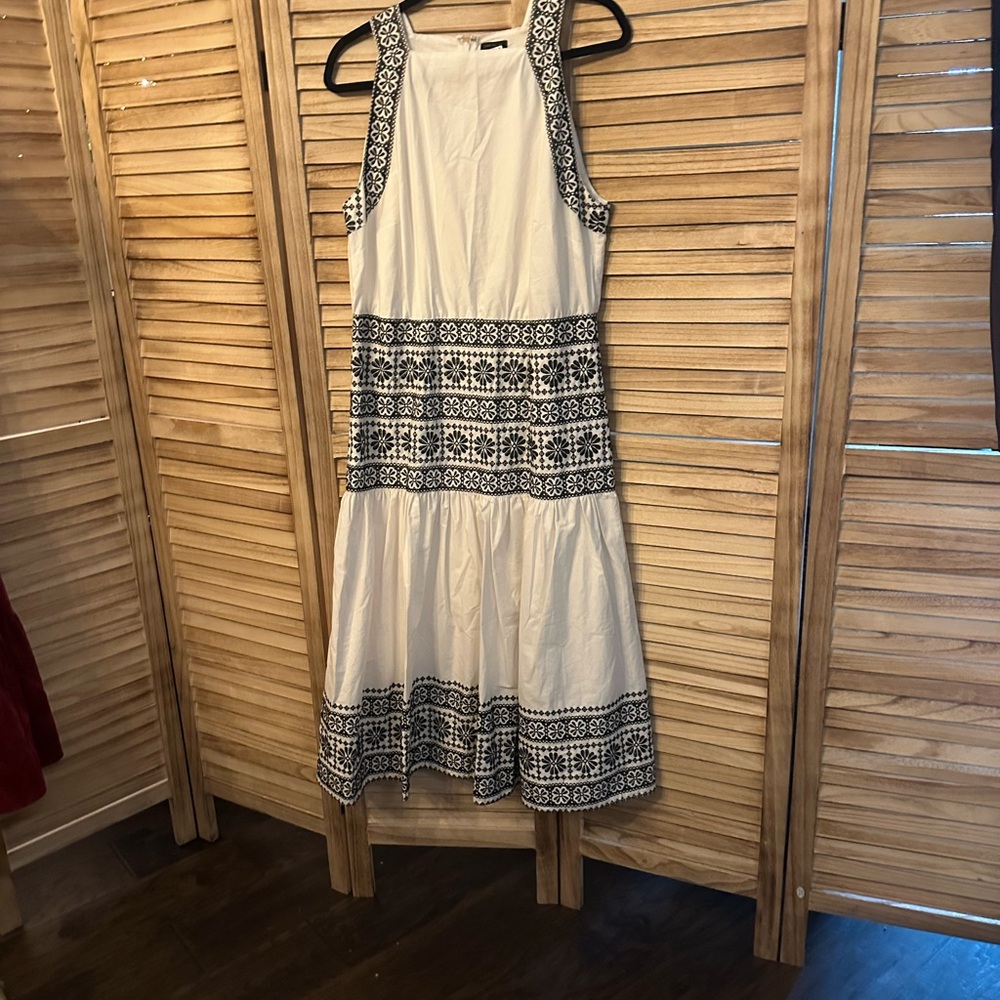 Ann Taylor Embroidered Halter Maxi Dress Women SZ 12 White Romantic Cottage Boho
